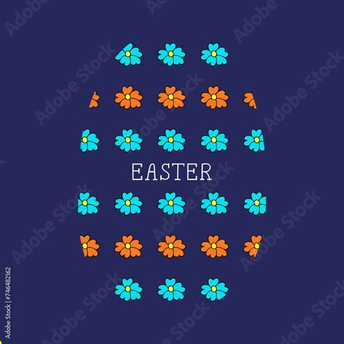 Vector illustration on Easter theme. Postcard.