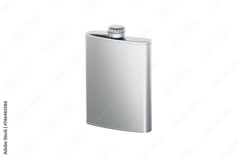 One hip flask isolated on white background. 3d render One hip flask isolated on white background. 3d render