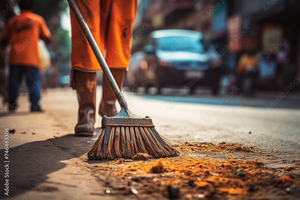 custom made wallpaper toronto digitalGenerative AI picture of garbage removal service in work recycling clean city concept