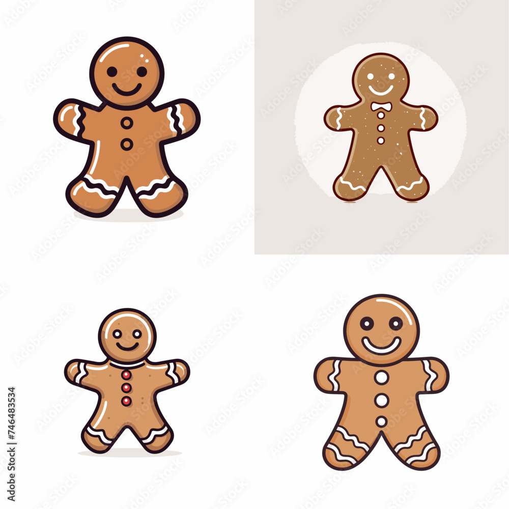 Fototapeta premium Gingerbread Man (Traditional Gingerbread Cookie). simple minimalist isolated in white background vector illustration