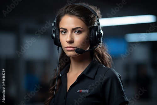 Portrait of a 911 operator answering a call providing assistance in times of crisis Generative AI photo