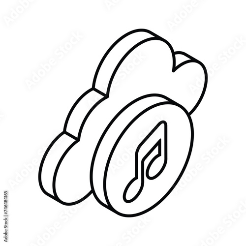 Creatively designed isometric icon of cloud music, ready to use in websites and mobile apps