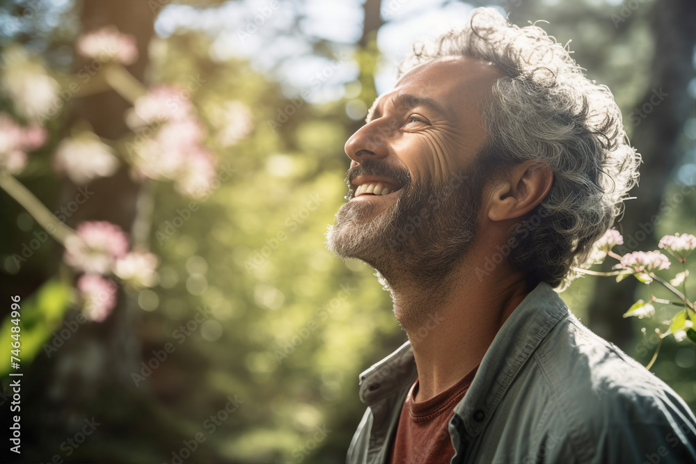 Creative Generative AI technology picture of happy people surrounded by spring blossom enjoying great day Creative Generative AI technology picture of happy people surrounded by spring blossom enjoying great day