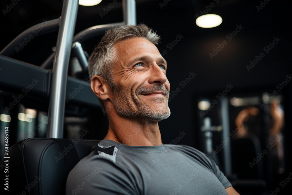 Elderly people pensioners working out in modern interior big spacious gym Generative AI illustration Elderly people pensioners working out in modern interior big spacious gym Generative AI illustration