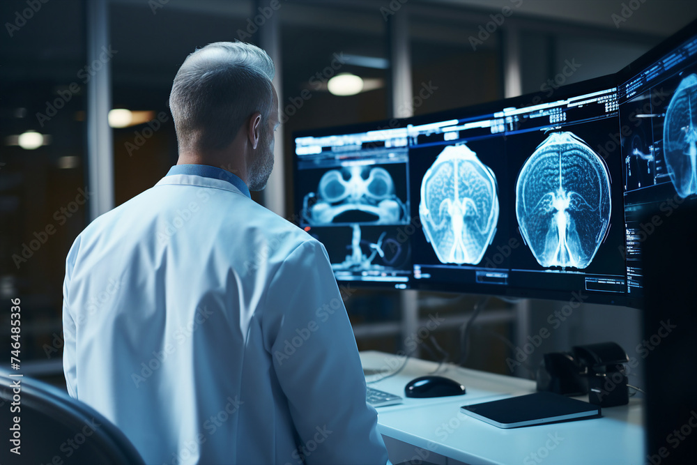 Experienced doctor in operation room analyzing x ray diagnosis surgeon radiologist Generative AI Experienced doctor in operation room analyzing x ray diagnosis surgeon radiologist Generative AI