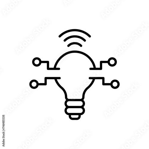 Smart bulb outline icons, internet of things minimalist vector illustration ,simple transparent graphic element .Isolated on white background