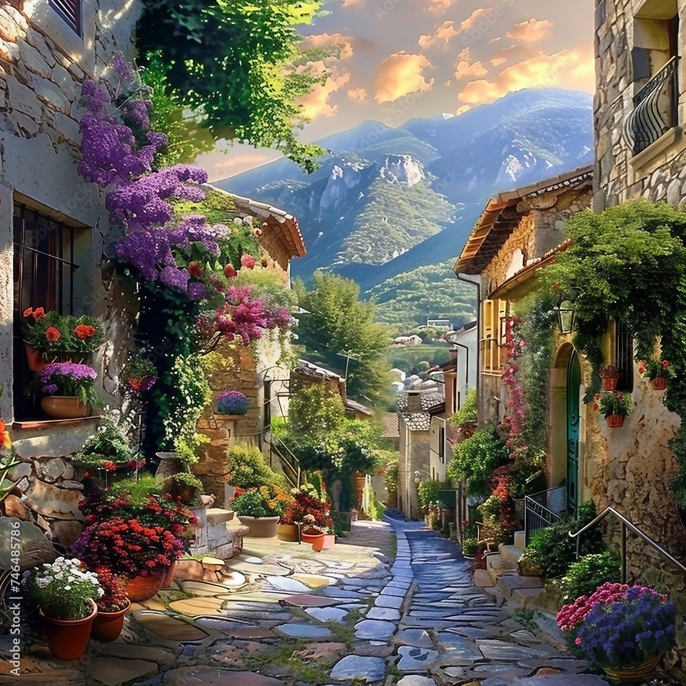 Picturesque Village Lane Scenes