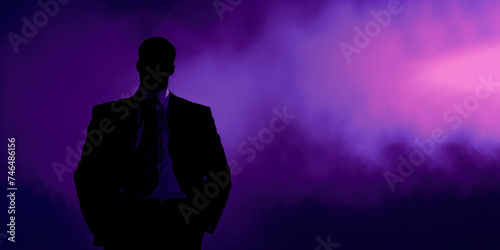 businessman on purple mist corporate background