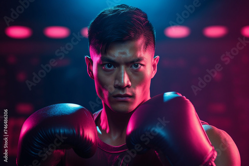 Picture of young man box ring sparring martial arts made with generative AI © Tetiana