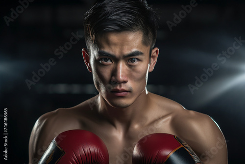 Picture of young man boxer training martial arts generative AI concept © Tetiana