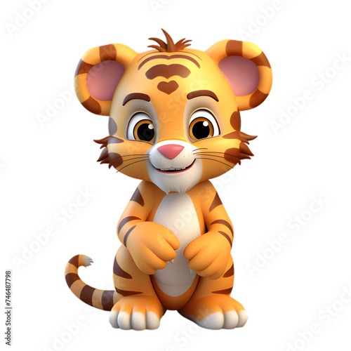 cartoon tiger on transparent background  safari animal png