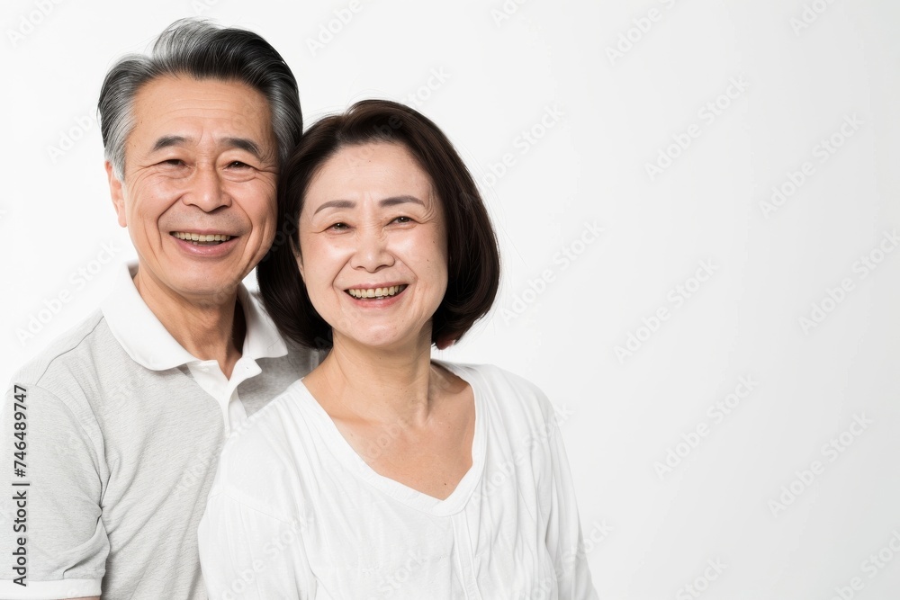 二人で寄り添う仲良しな日本人の年配の夫婦(カップル・おしどり夫婦・友達夫婦) 二人で寄り添う仲良しな日本人の年配の夫婦(カップル・おしどり夫婦・友達夫婦)