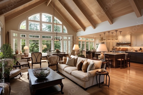 Vaulted Ceiling Living Room Design: Embracing Roomy and Airy Elegance