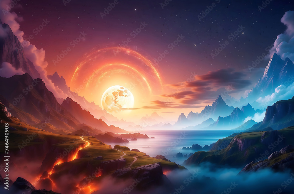 Landscape Wallpaper that showing power of cold and fire. Landscape Wallpaper that showing power of cold and fire.