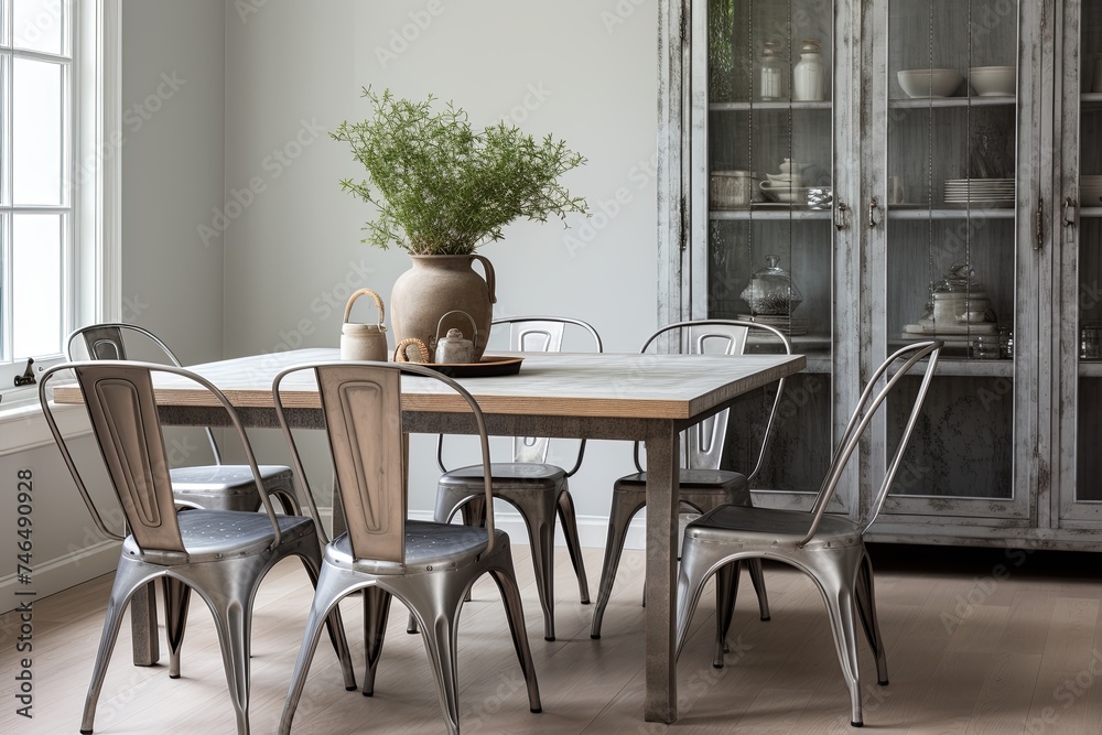 Galvanized Chairs and Vintage Vibes: Reclaimed Metal Furniture Designs for Dining Rooms