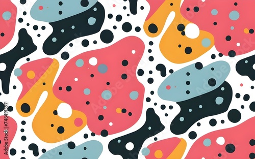 Contemporary seamless pattern with colorful paint stains, marks, and spatter