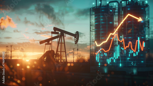 Growing backlit oil price chart