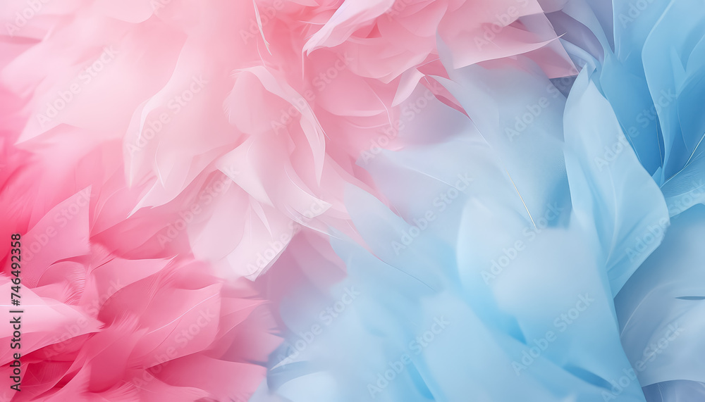 drapery in blue and pink organza fabric