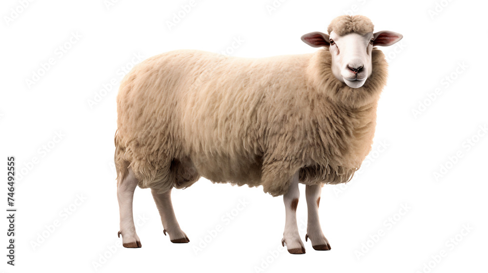 A Sheep standing isolated on white background