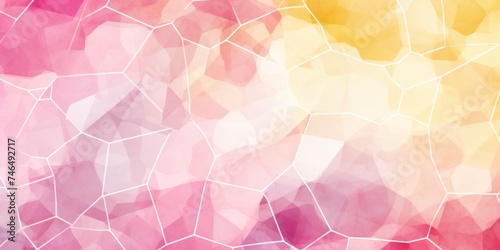 Abstract illustration of pink, yellow and red Small Hexagon background