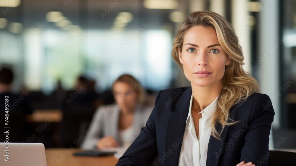 Fototapeta premium Secretary manages virtual conference with soft light