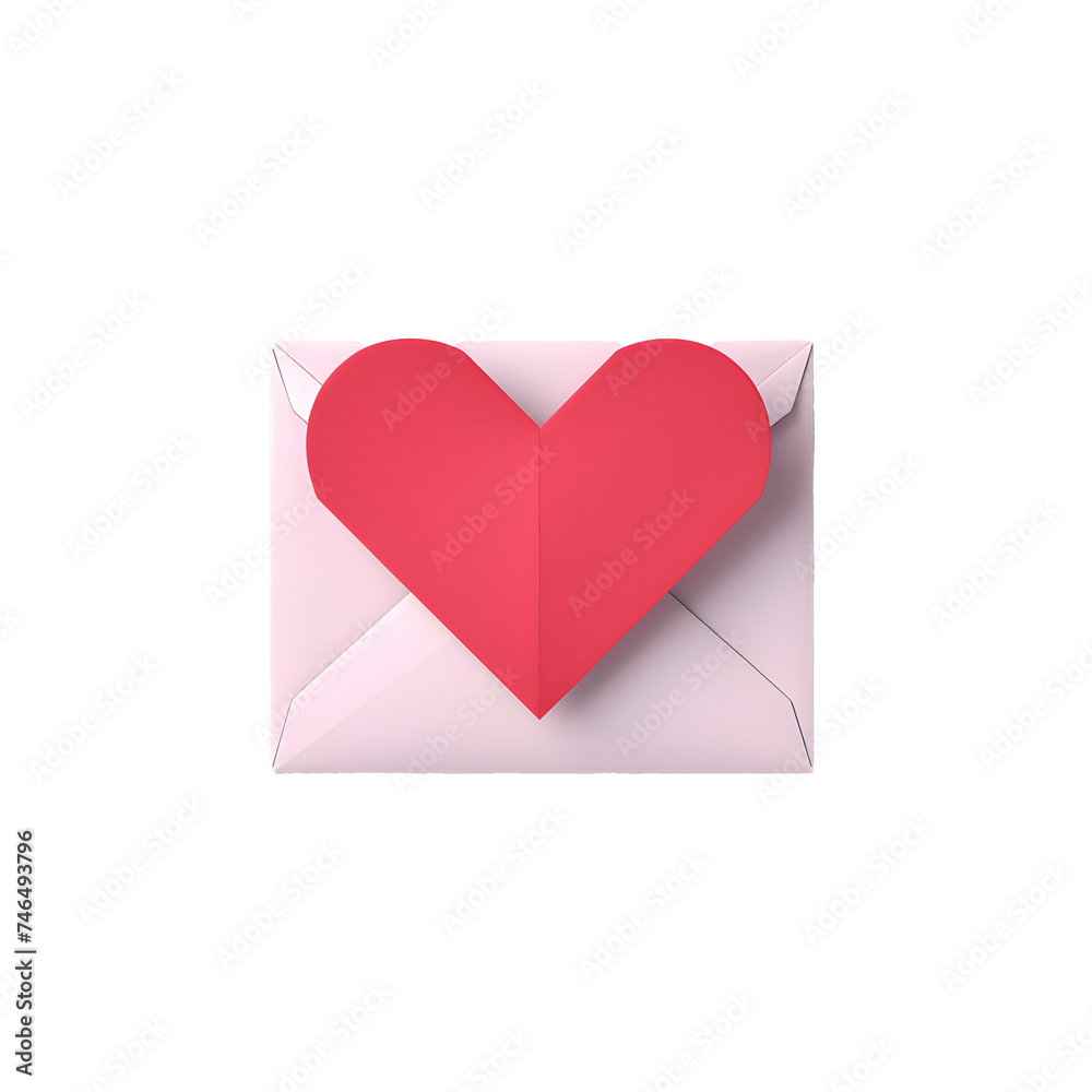 Pink envelope for congratulations with hearts. Gift envelope for Valentine's Day.