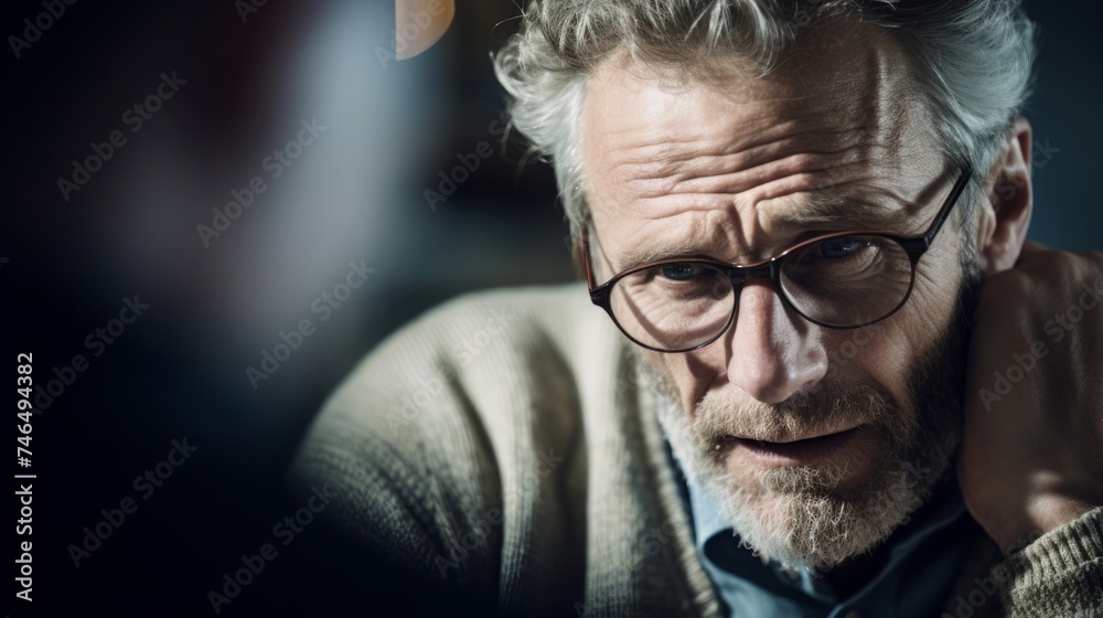 Male psychoanalyst deeply engaged in analysis with patient