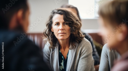 Free Download Psychotherapist leads group therapy session close-up portrait - GFXLoad