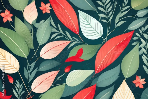 Wallpaper Mural floral leaf pattern background design Torontodigital.ca