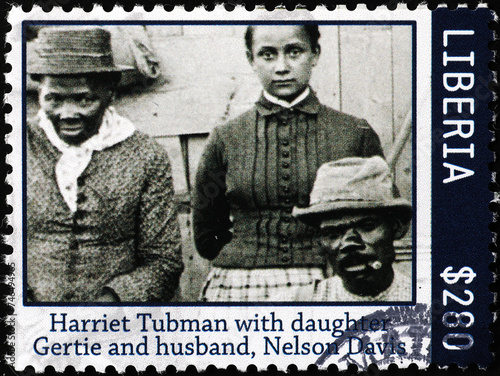 Harriet Tubman and her family on postage stamp