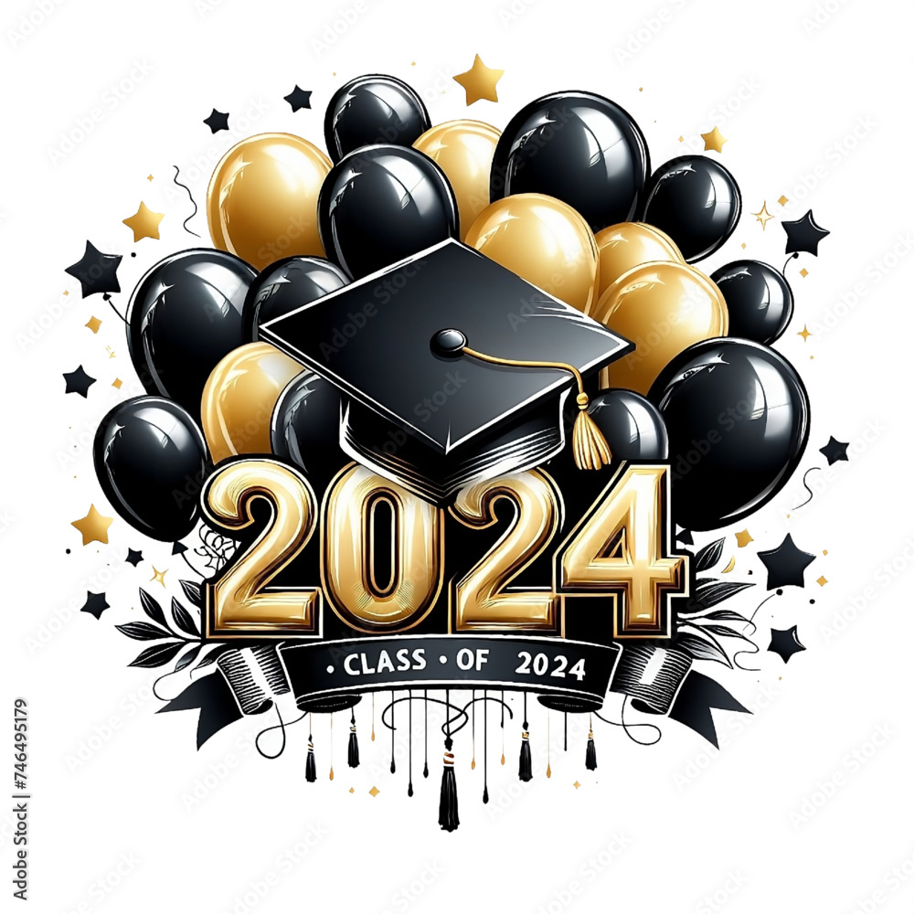 Class of 2024 with graduation cap Stock Vector | Adobe Stock