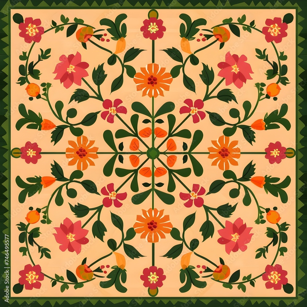 Flower bloom with seamless pattern Flower bloom with seamless pattern