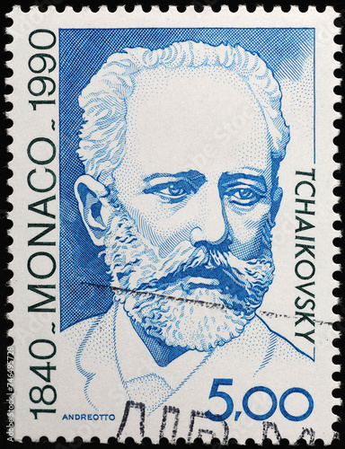 Pyotr Ilyich Tchaikovsky on postage stamp of Monaco photo
