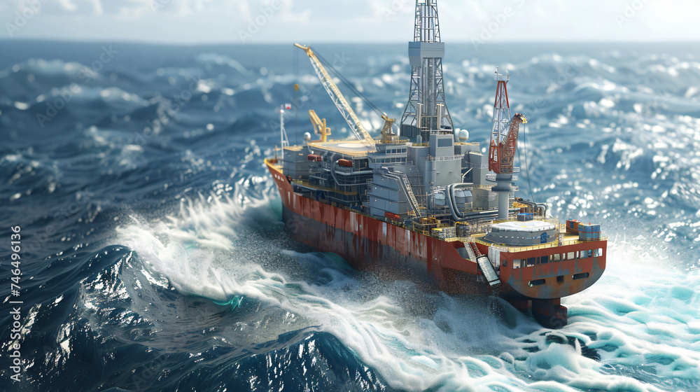 Offshore oil and gas platform - obrazy, fototapety, plakaty 