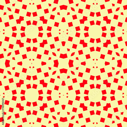 Geometric ornate. Checks seamless pattern. Checkered ornament. Squares illustration. Tiles wallpaper. Ethnic motif. Spots background. Diamonds digital paper. Rhombuses textile print. Abstract vector