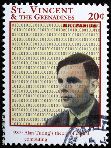 Alan Turing's theory digital computing of 1937 on stamp