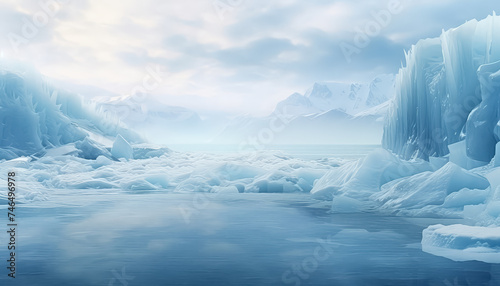 Frozen glaciers of Lake Baikal