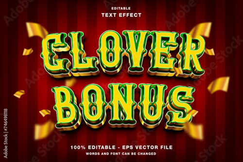 Clover Bonus 3D Editable Text Effect Template Style Premium Vector photo