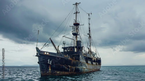 old black ship in the open sea © Anas