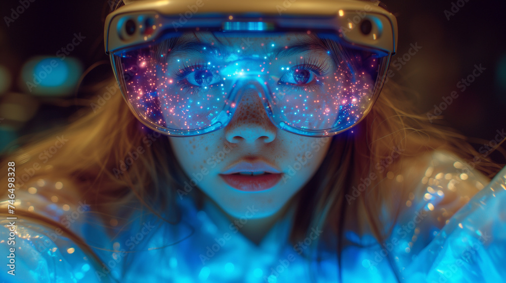 Futuristic Visionary Portrait of a Person in Augmented Reality Glasses Futuristic Visionary Portrait of a Person in Augmented Reality Glasses