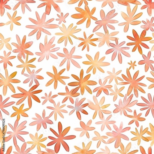 Soft, radiant red and orangeade blooms form a seamless pattern that captures the serene beauty of desert flowers.