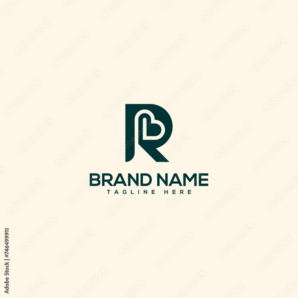 Abstract letter R and heart logo. Flat vector logo design template element. Abstract letter R and heart logo. Flat vector logo design template element.