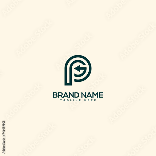 Abstract letter PG and arrow logo. Flat vector logo design template element.