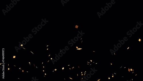 4K Golden Confetti Party Popper Animated With Alpha Channel, Transparent Background