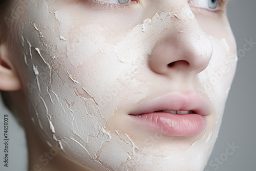 Close-up of Dry Skin Peeling Mask