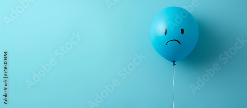blue balloon with a sad smile  sad Monday  depression