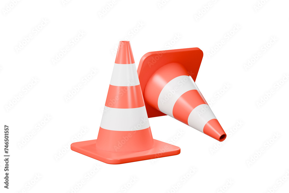 3D red traffic cones icon on isolated yellow background. accident prevention concept. Cartoon minimal cute smooth graphic element icon to transport element. copy space. banner.3d render illustration. 3D red traffic cones icon on isolated yellow background. accident prevention concept. Cartoon minimal cute smooth graphic element icon to transport element. copy space. banner.3d render illustration.