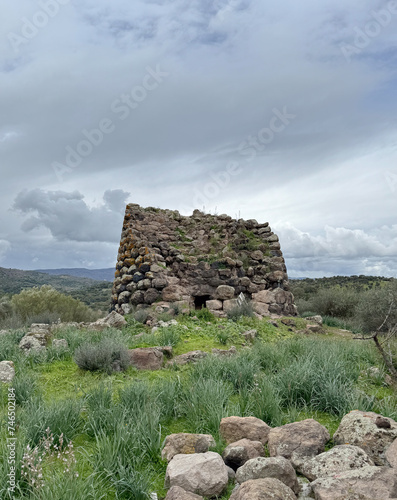 Nuraghe Luche in Illorai in central Sardinia, particular partially collapsed single tower photo