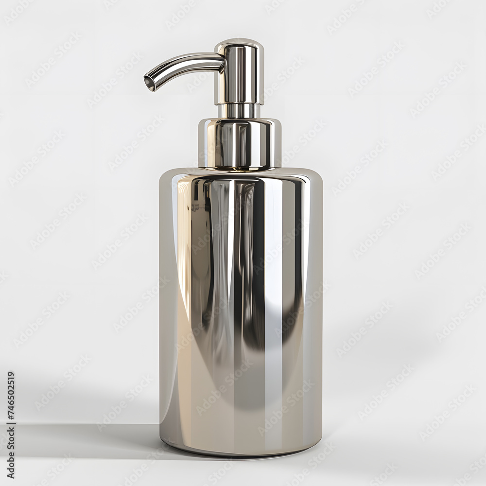 Obraz premium Metallic Soap dispenser mock up isolated on White Background