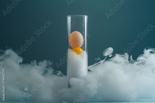 Test tube with egg donation puts in Liquid Nitrogen cryostorage  photo